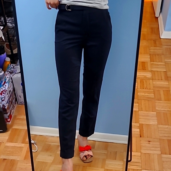 Massimo Dutti Wool Navy Cuffed Women Pants - Picture 2 of 6